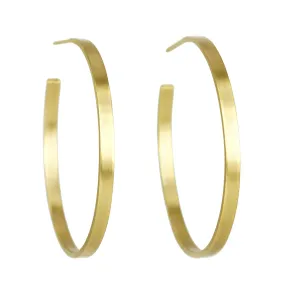 Handmade 18K Gold Flat Profile Hoops