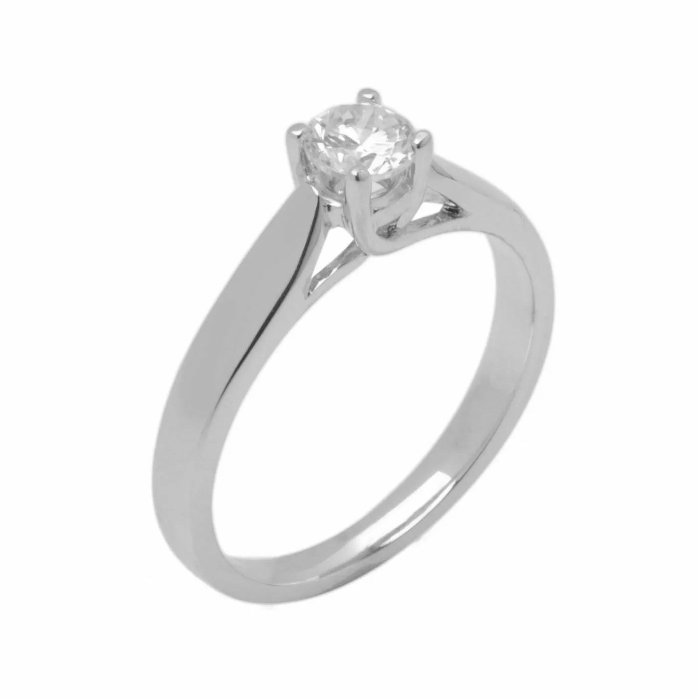 18k Solid Gold Elegant ladies Modern Open Tapered Round Solitaire Ring D2081v