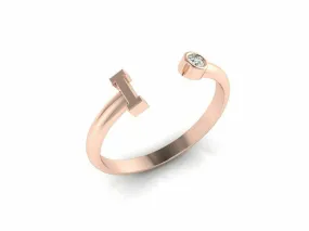 18k Solid Rose Gold Ladies Jewelry Modern Band with Letter I Design CGR46R