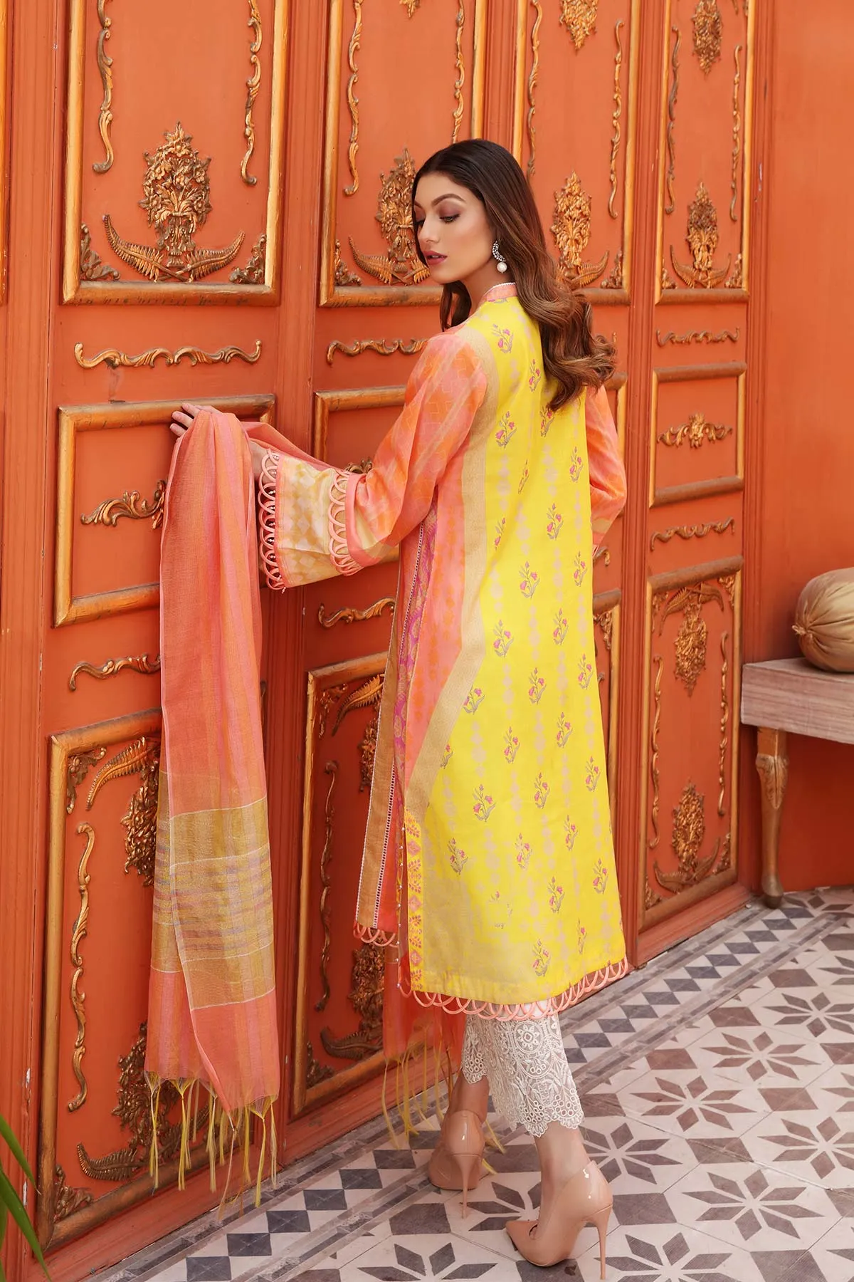 2 Piece Lawn Suit Set with Loom Weave Dupatta - Code CB-10