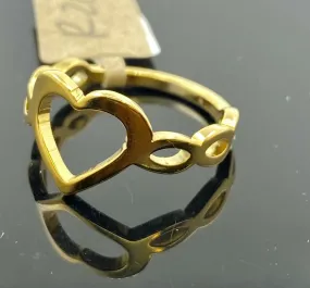 22k Ring Solid Gold ELEGANT Charm Heart Shape Cutout Design Ladies Band r2102zz