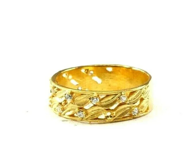 22k Gold Ring Ladies Band Size 7.75 Elegantly Charm Resizable - R2588MON