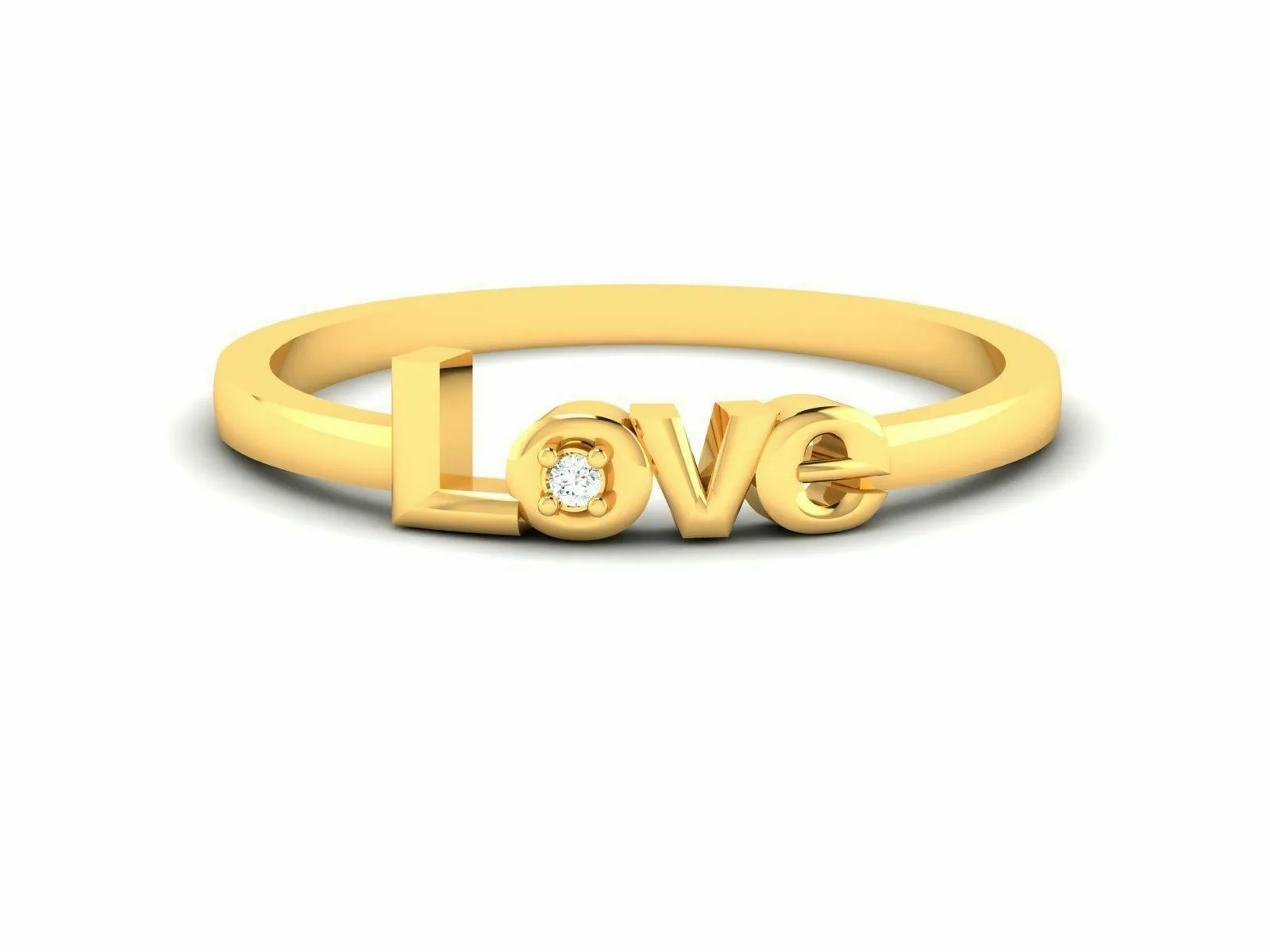 22k Ring Solid Gold Ladies Jewelry Modern Love Letter Band CGR38