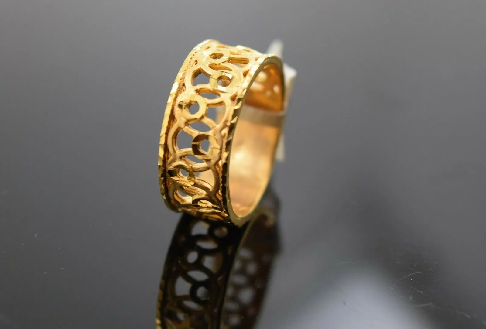 22k Ring Solid Gold Ring Ladies Jewelry Modern Filigree Design Band R3090