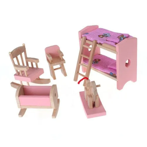 4 SET DOLLHOUSE FURNITURE KID TOY BATHROOM KID ROOM BEDROOM KITCHEN SET