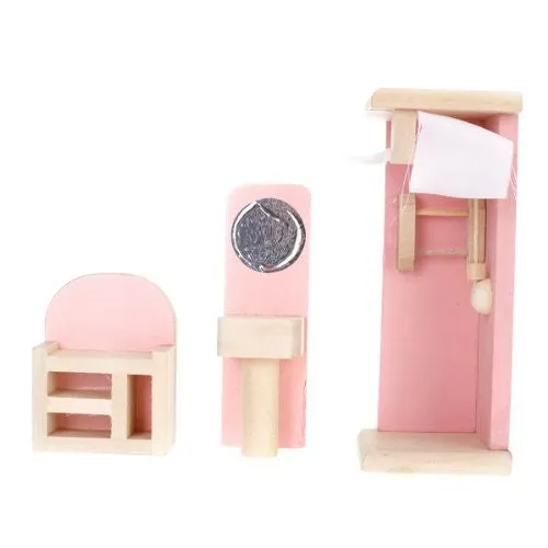 4 SET DOLLHOUSE FURNITURE KID TOY BATHROOM KID ROOM BEDROOM KITCHEN SET