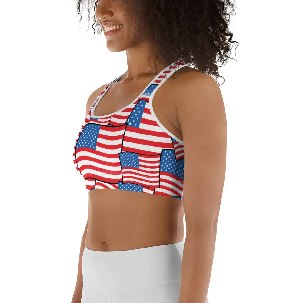 American Flag Pattern Sports Bra