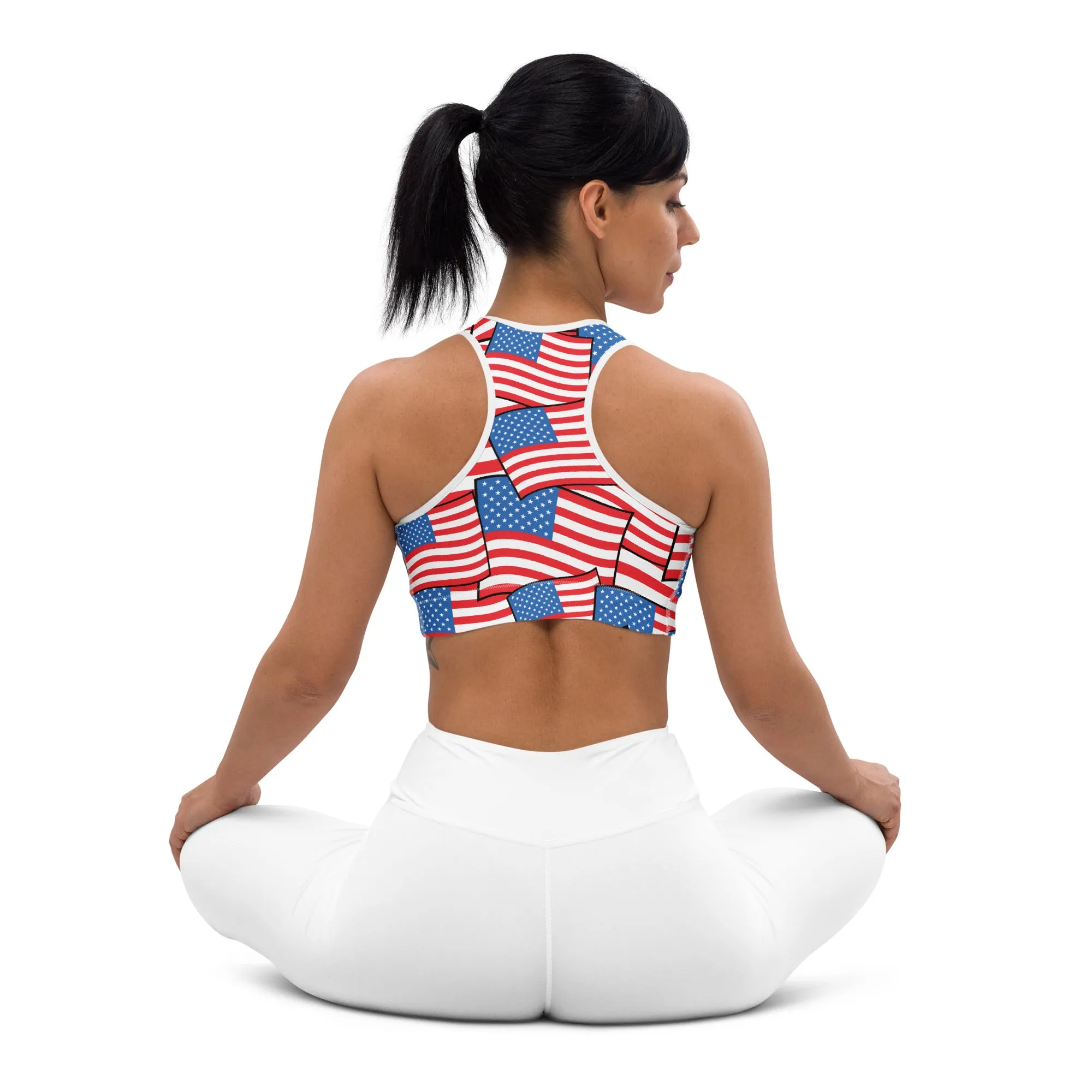 American Flag Pattern Sports Bra