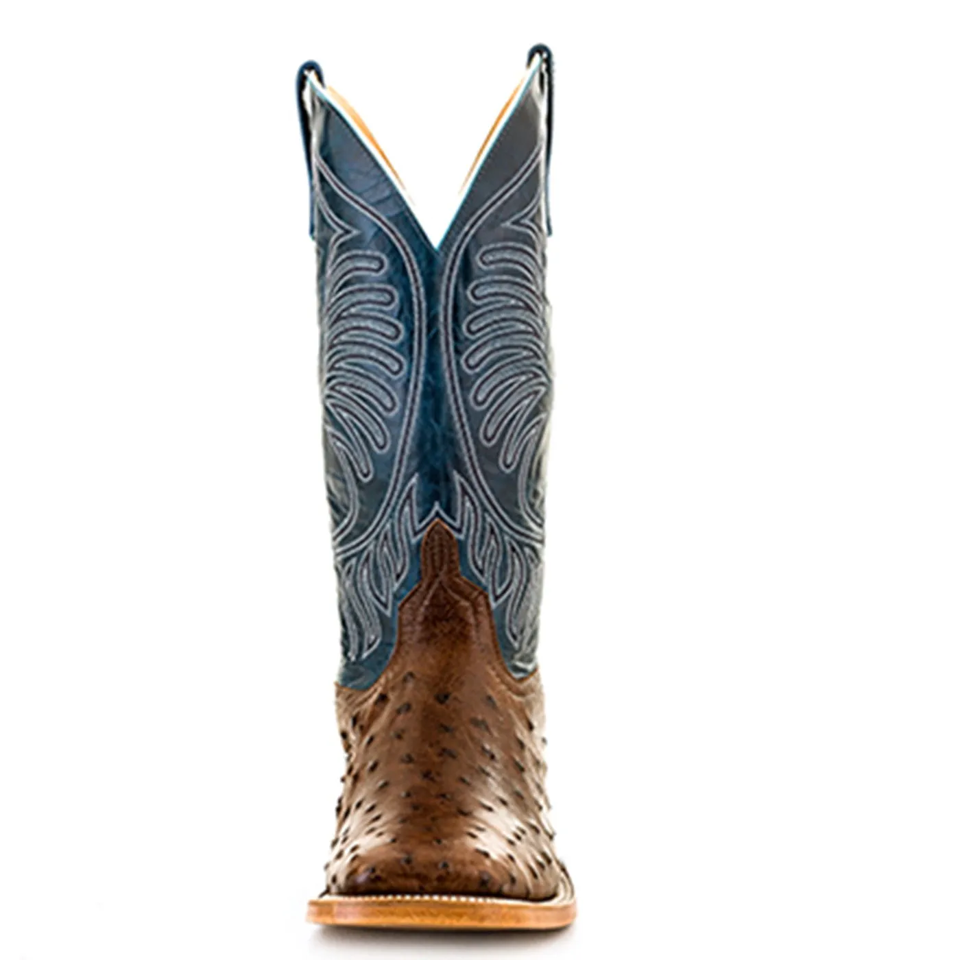 Anderson Bean Teal Fainting Goat Full Quill Ostrich Boot - Men's Square Toe Western Boot