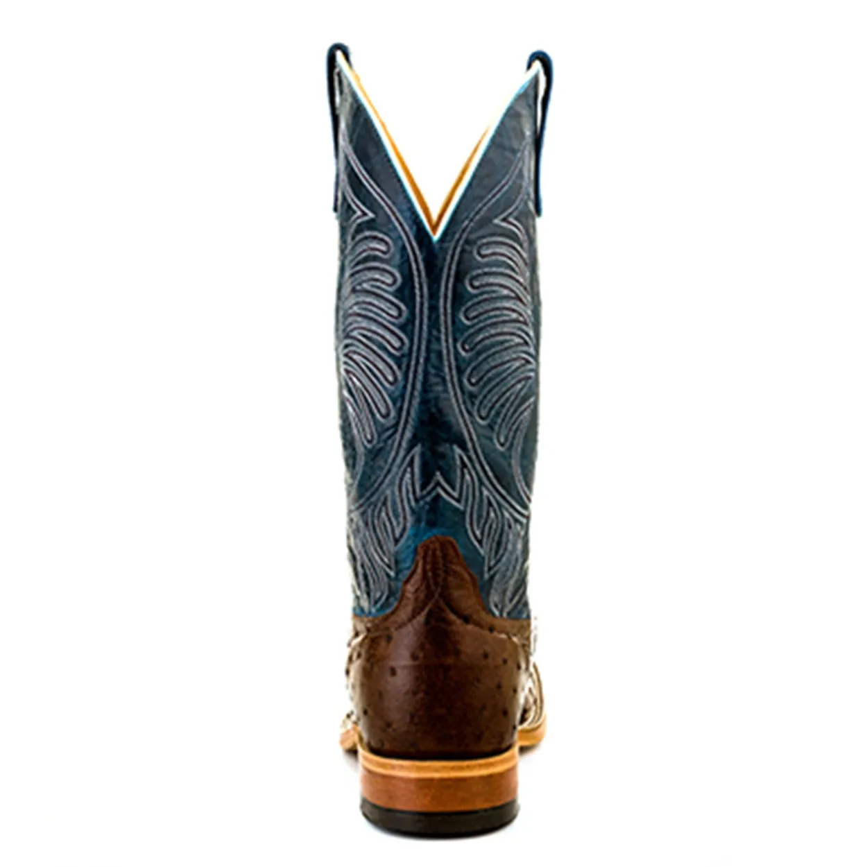 Anderson Bean Teal Fainting Goat Full Quill Ostrich Boot - Men's Square Toe Western Boot