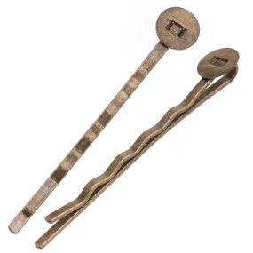 Antiqued Brass Bobby Pins 8mm Glue Pad (10 pcs)