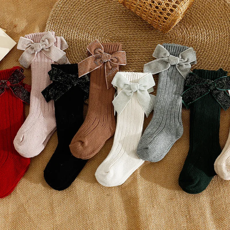 Baby Girls Bow Accessories Socks Wholesale - Solid Color J276