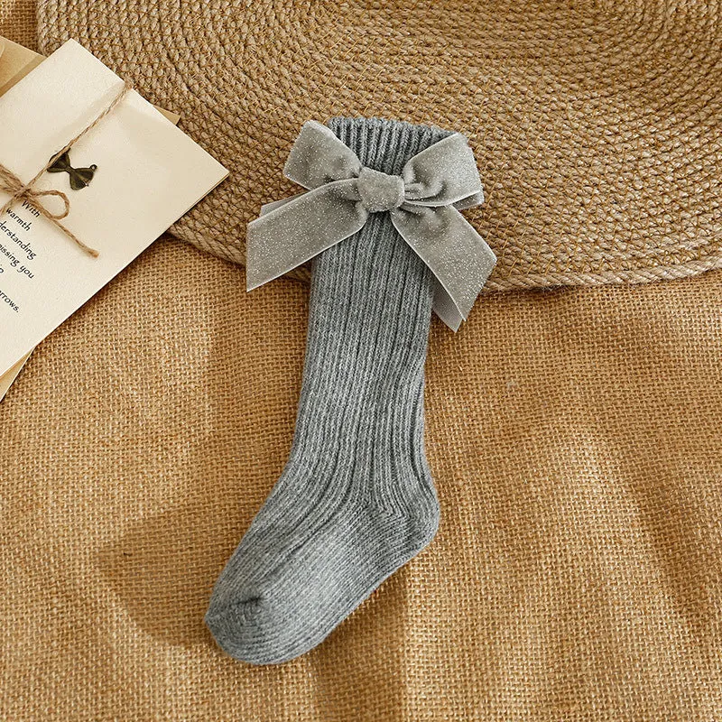 Baby Girls Bow Accessories Socks Wholesale - Solid Color J276