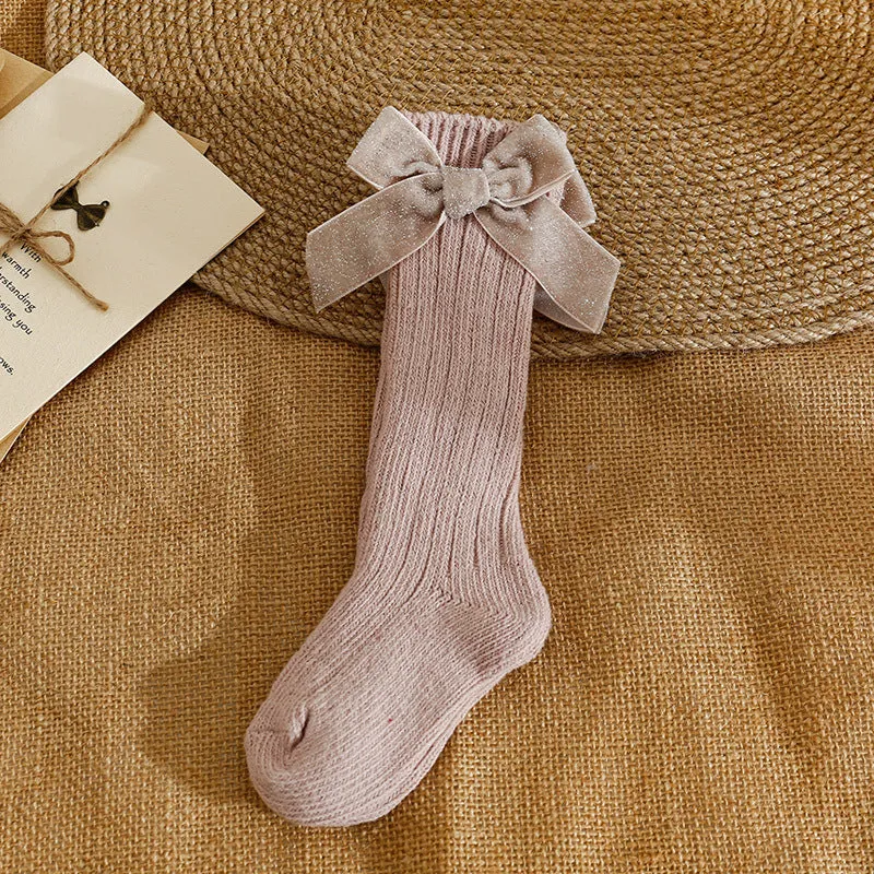 Baby Girls Bow Accessories Socks Wholesale - Solid Color J276