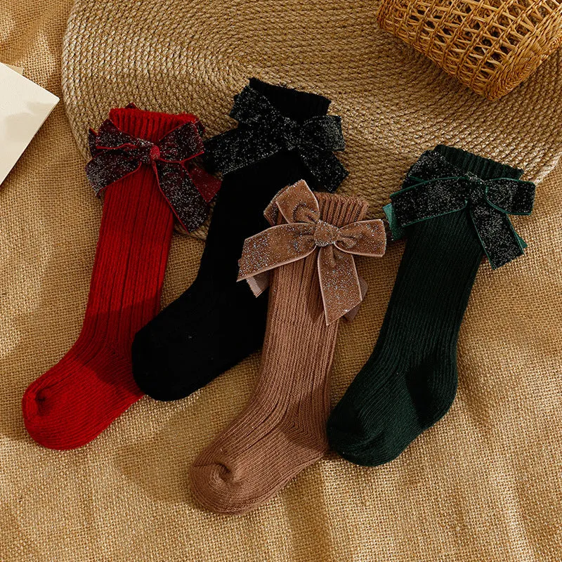 Baby Girls Bow Accessories Socks Wholesale - Solid Color J276