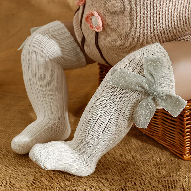 Baby Girls Bow Accessories Socks Wholesale - Solid Color J276