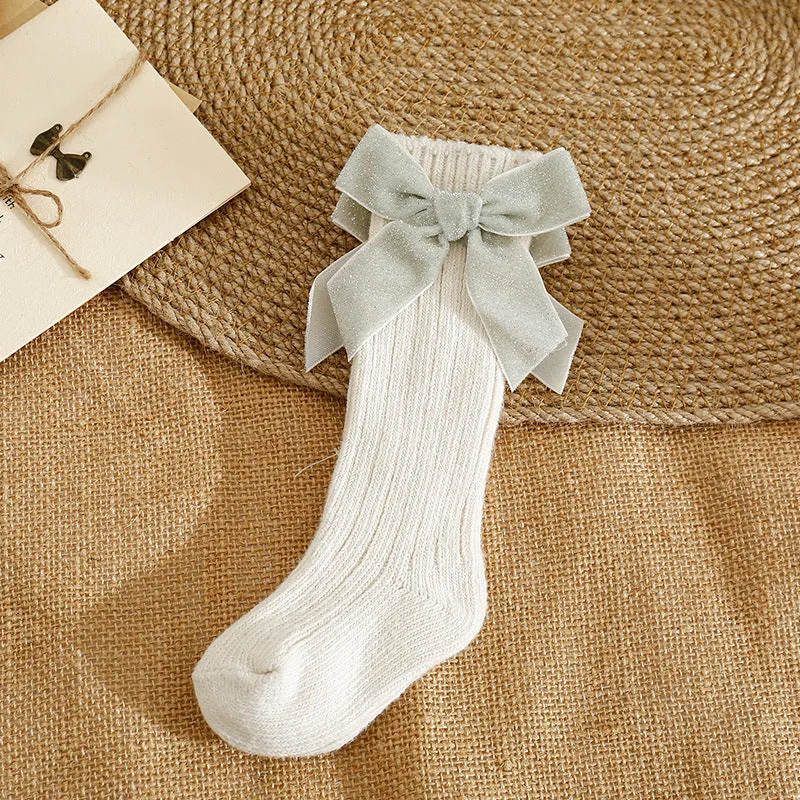 Baby Girls Bow Accessories Socks Wholesale - Solid Color J276