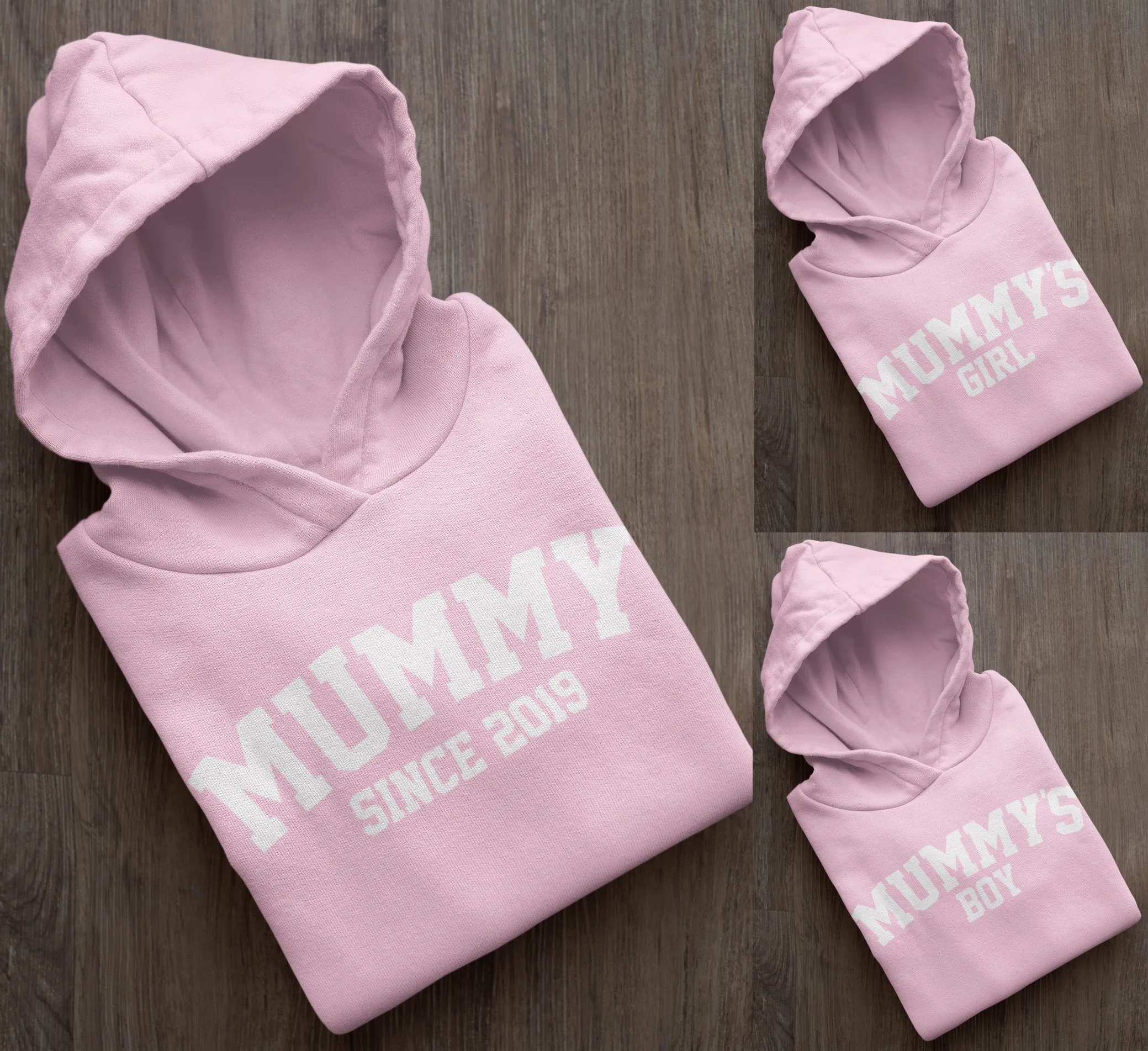 Baby Pink Mummy Matching Hoddies, Mummy Since, Mummys Girl, Mummys Boy Mother's Day Gift Mummy Birthday Gift