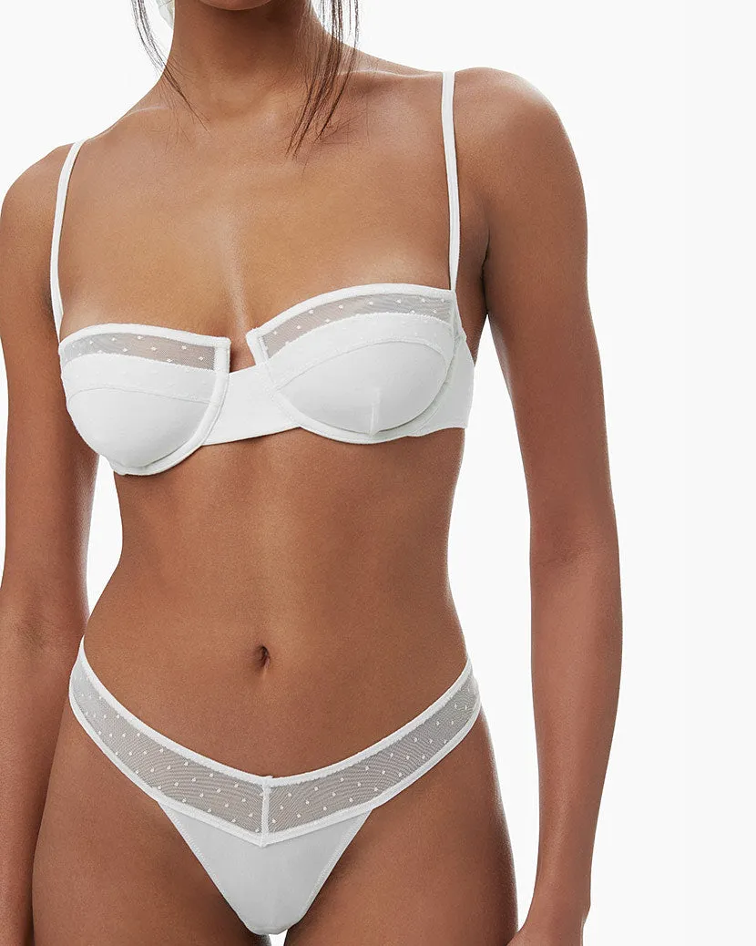 Balconette Swiss Dot Mesh Bra | Ivory