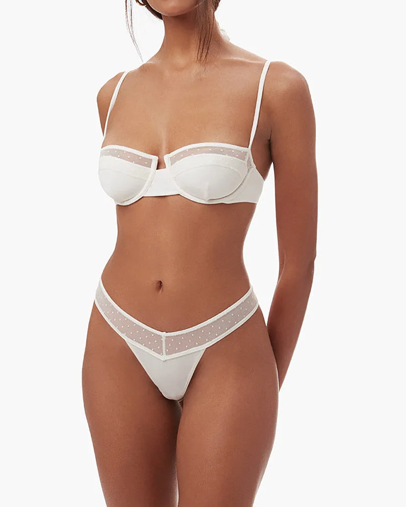 Balconette Swiss Dot Mesh Bra | Ivory