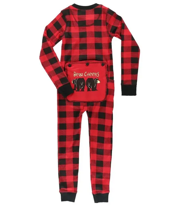 Bear Cheeks Kid Plaid Onesie Flapjack