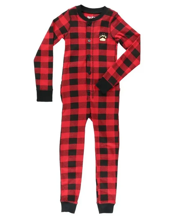 Bear Cheeks Kid Plaid Onesie Flapjack