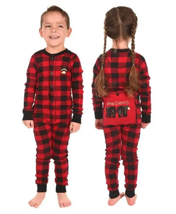 Bear Cheeks Kid Plaid Onesie Flapjack