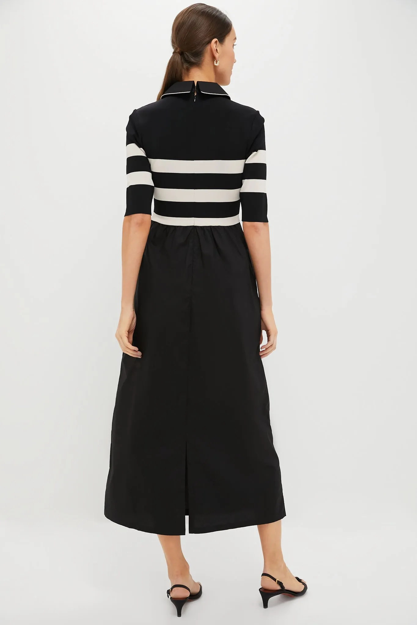 Black and Ivory Stripe Short Sleeve Marina Dress