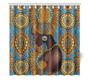 Floral Shower Curtain Featuring Black Girl