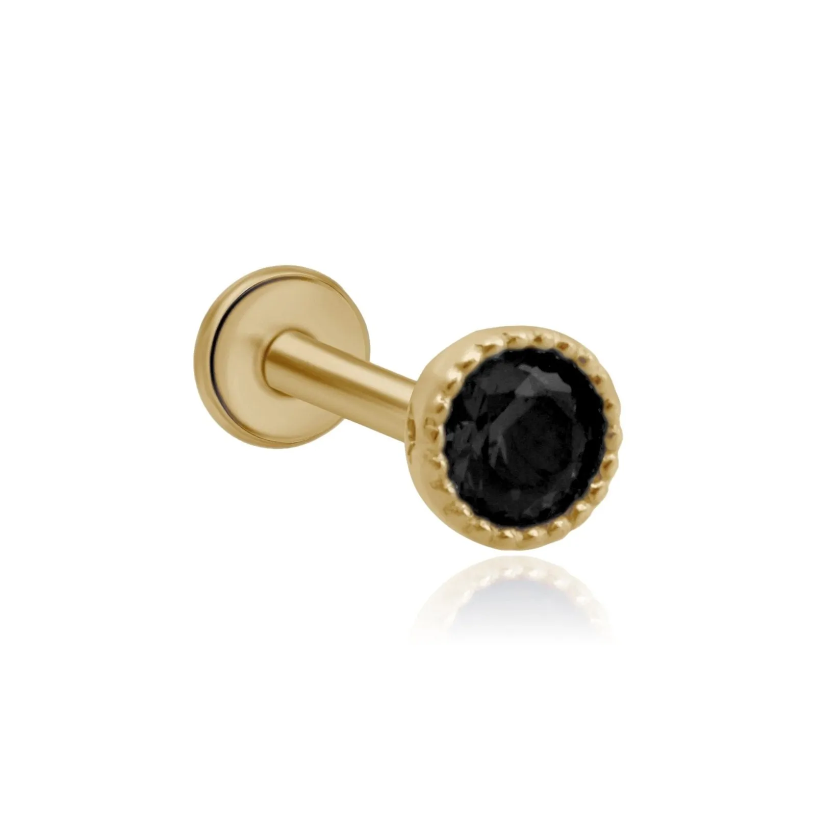 Black Onyx Flat Back Milgrain Stud