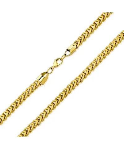 Bling Jewelry Flat Square Wheat Foxtail Chain Necklace Gold Plate Stainless Steel