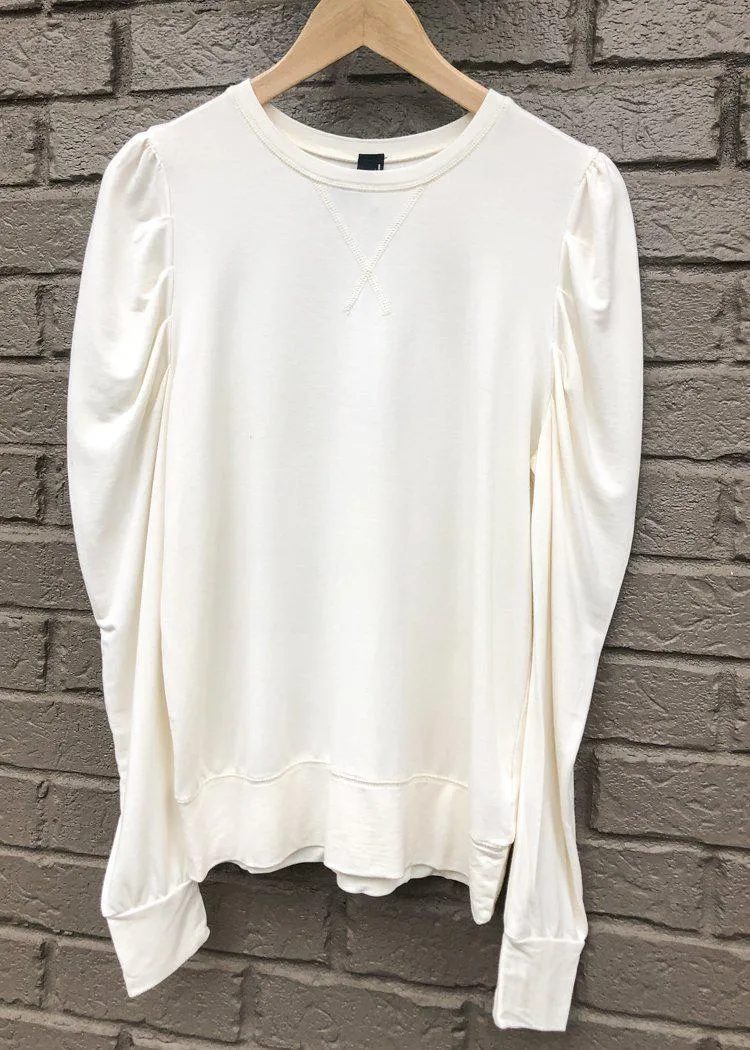 Bobi Puff Shoulder Sweatshirt-Cream