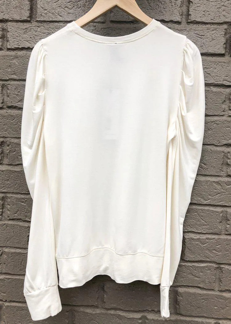 Bobi Puff Shoulder Sweatshirt-Cream