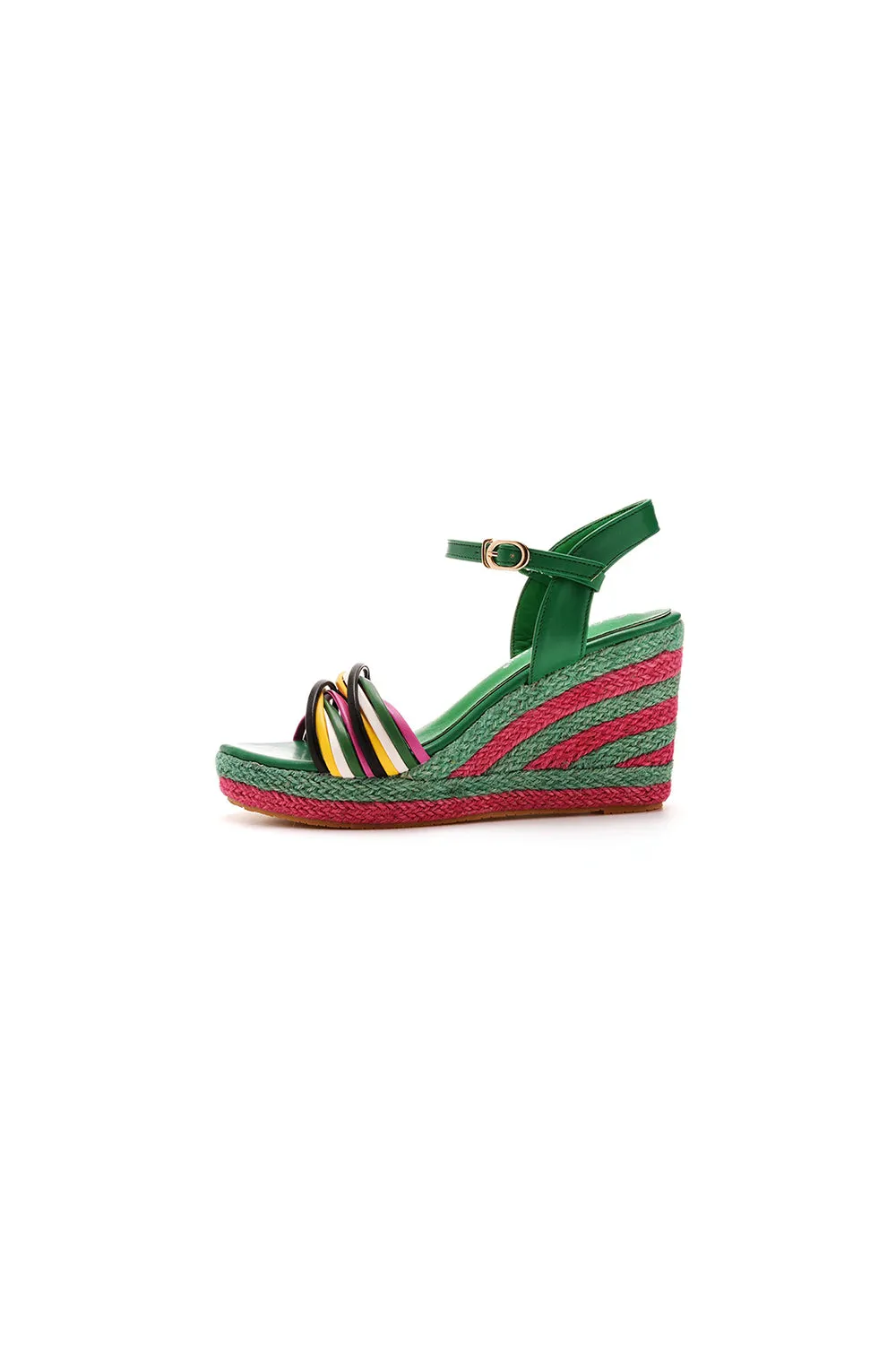 Bohemian Open Toe Platform Sandals Woven Straw Wedges