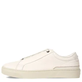 BOSS White Grained Leather Trainer