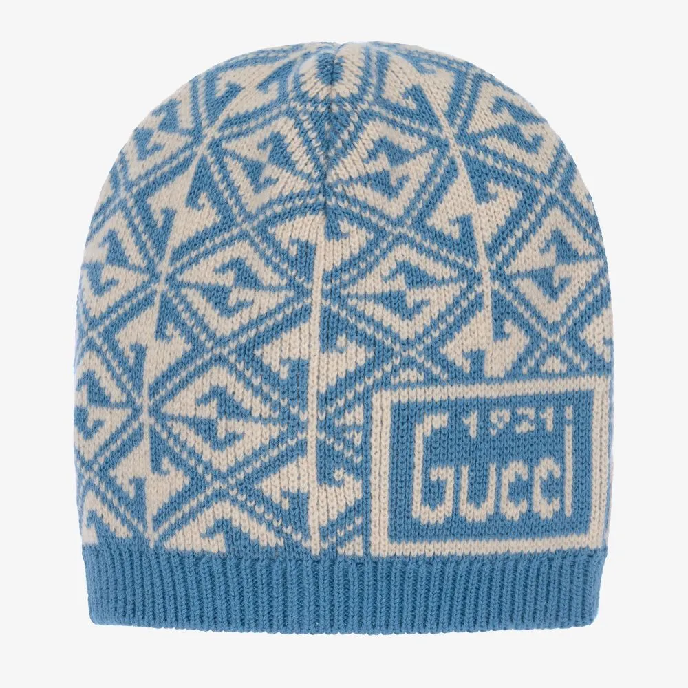 Boys Blue Wool Logo Hat