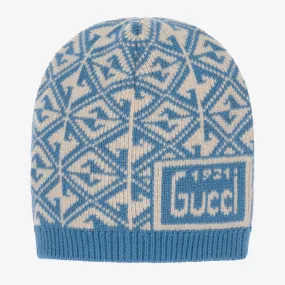 Boys Blue Wool Logo Hat