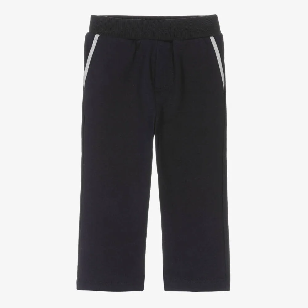 Boys Navy Blue Cotton Joggers 