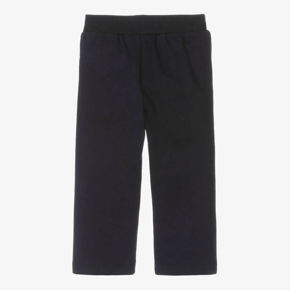 Boys Navy Blue Cotton Joggers 