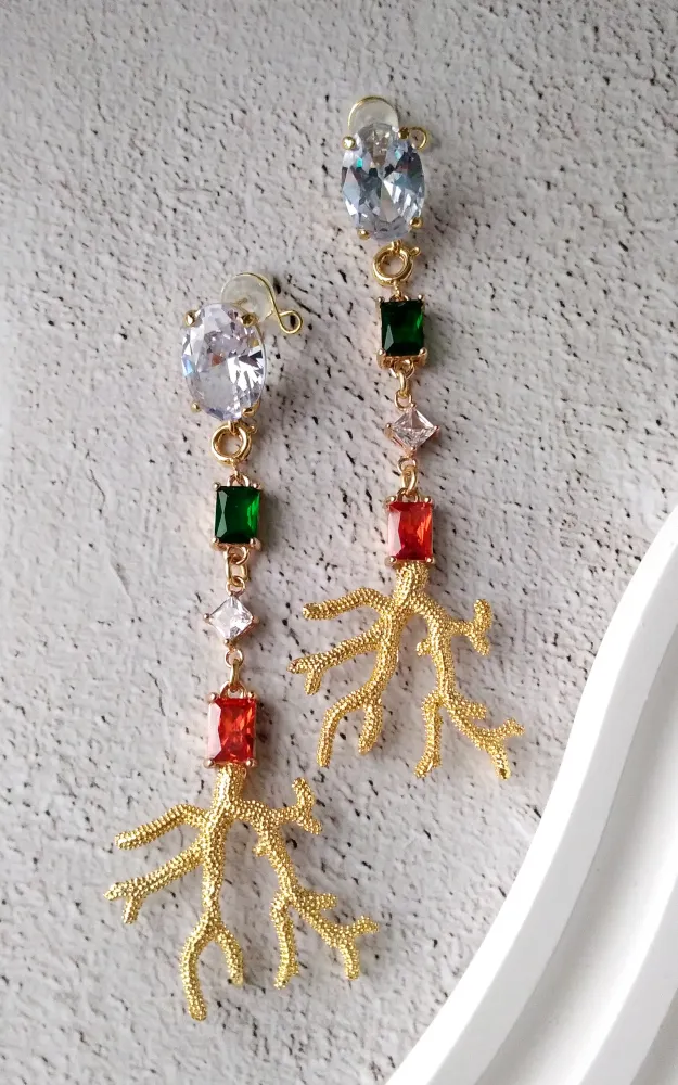 Long Coral Earrings - Branch