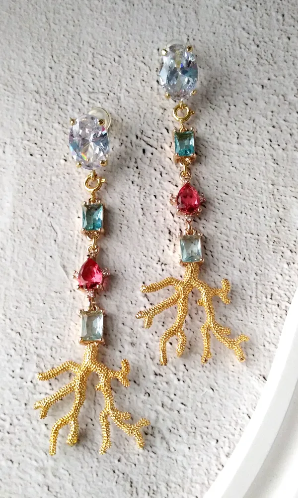 Long Coral Earrings - Branch