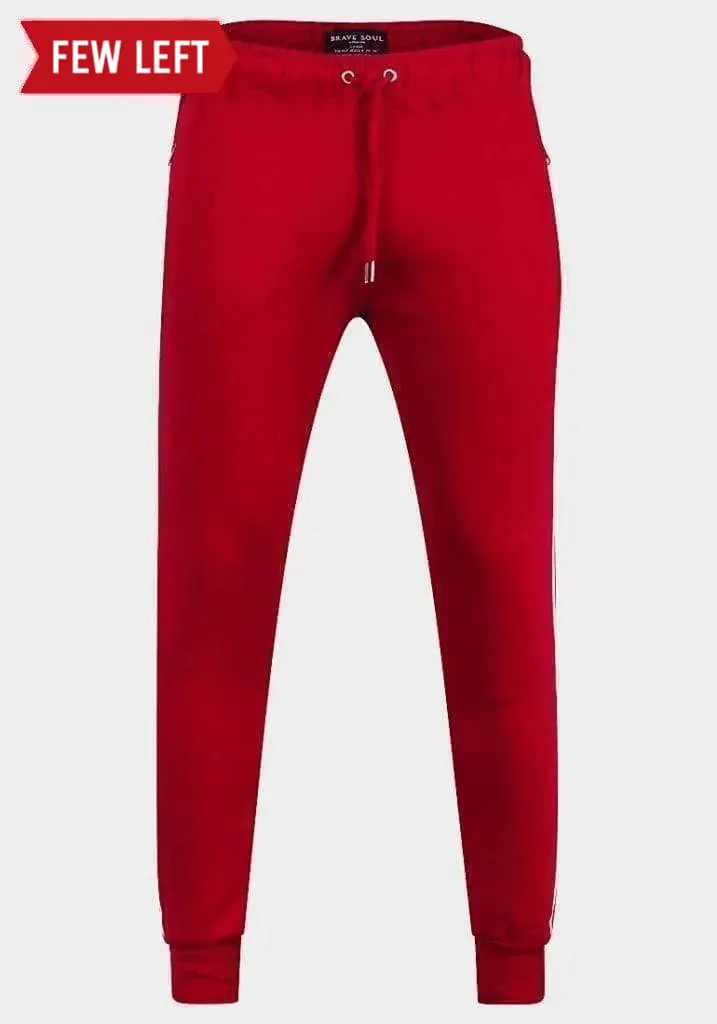 Brave Soul - Mens Red Piping Detail Slim Fit Joggers