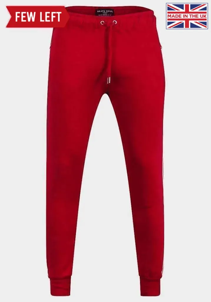 Brave Soul - Mens Red Piping Detail Slim Fit Joggers