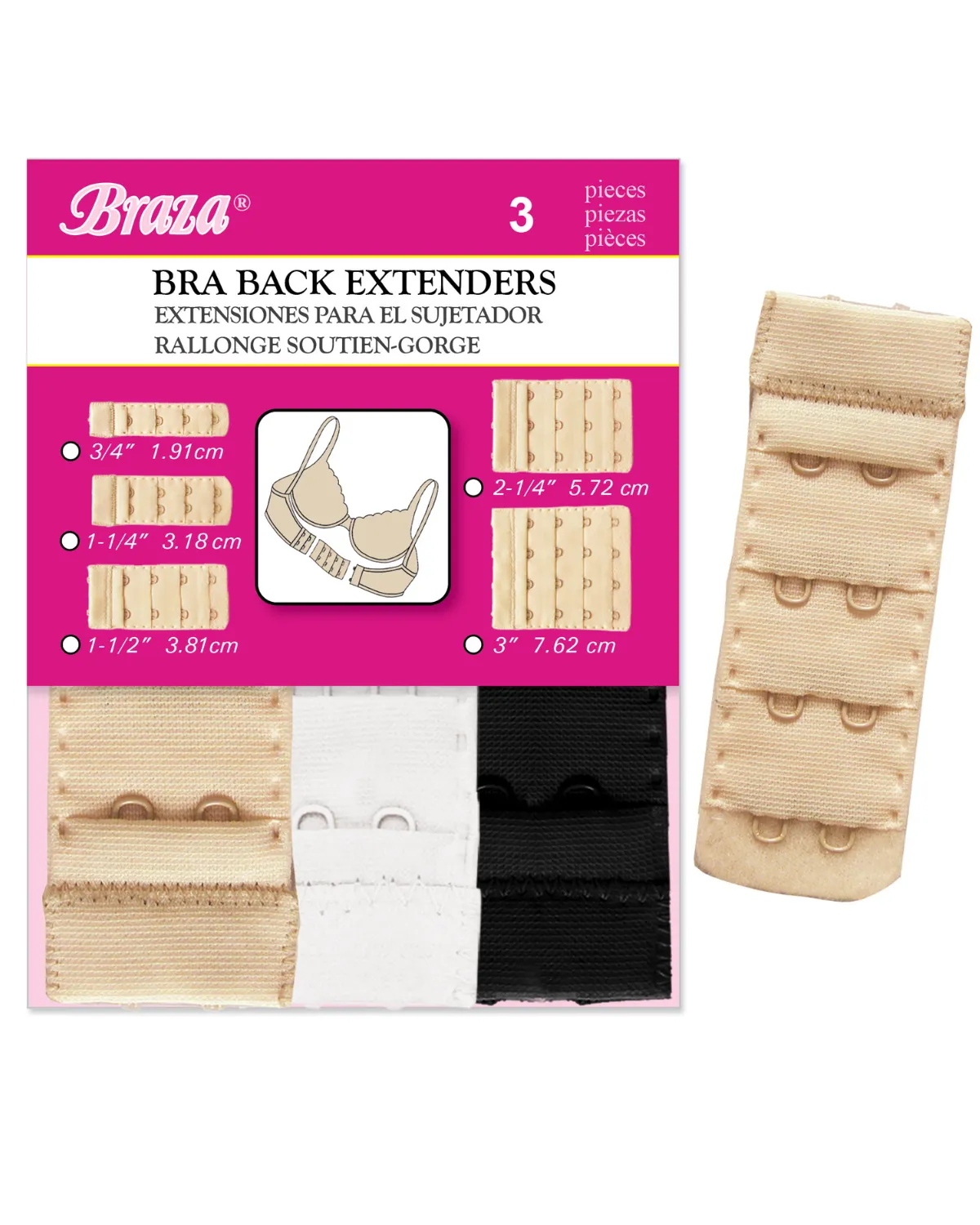 Braza 2 Hook Narrow - Pack of 3 - Assorted Colors - Style 50425