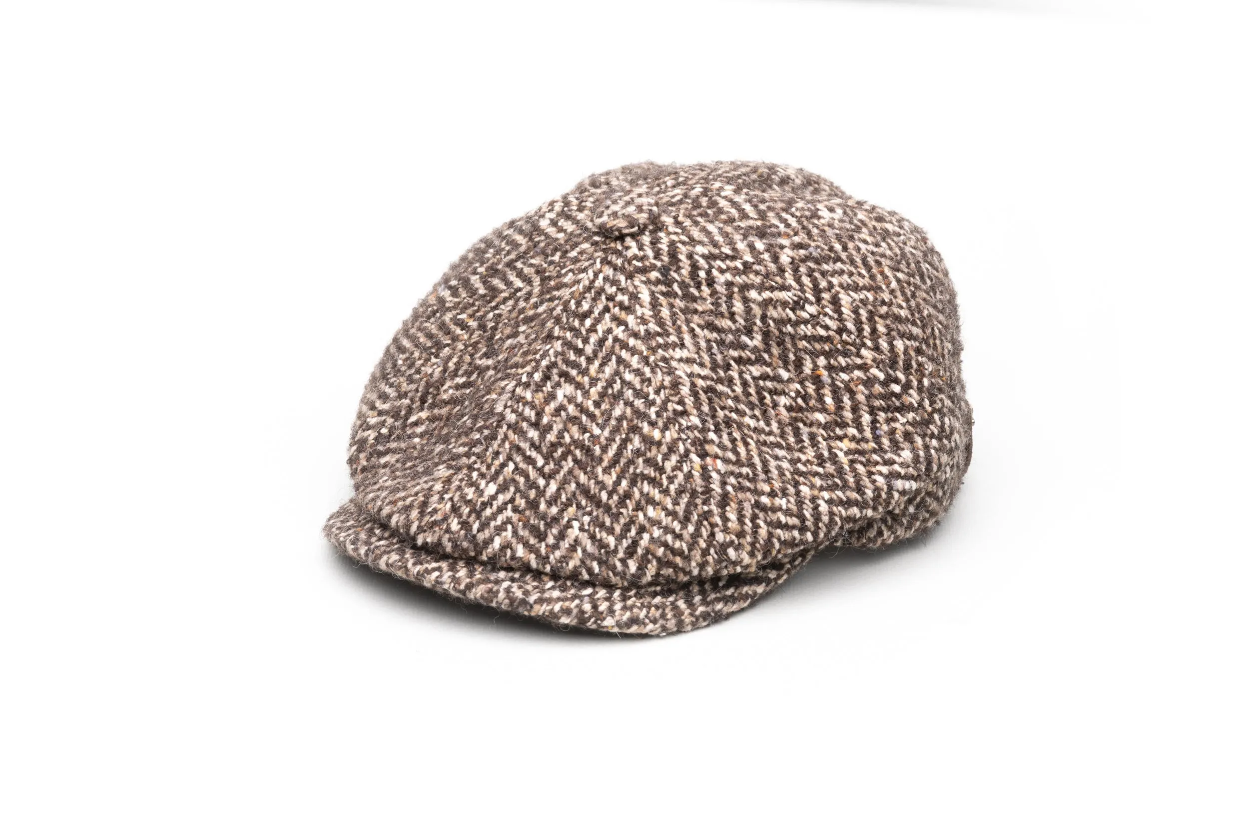 Brown Herringbone Flat Cap