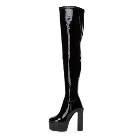 BRYANNA | BLACK SHINY  | THIGH BOOTS