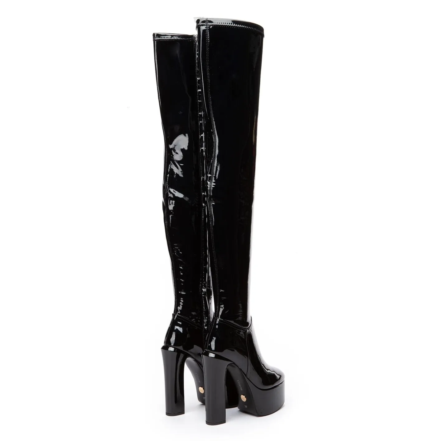 BRYANNA | BLACK SHINY  | THIGH BOOTS