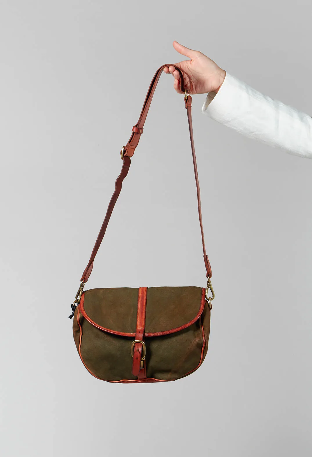 Military and Cognac Buckle Bag