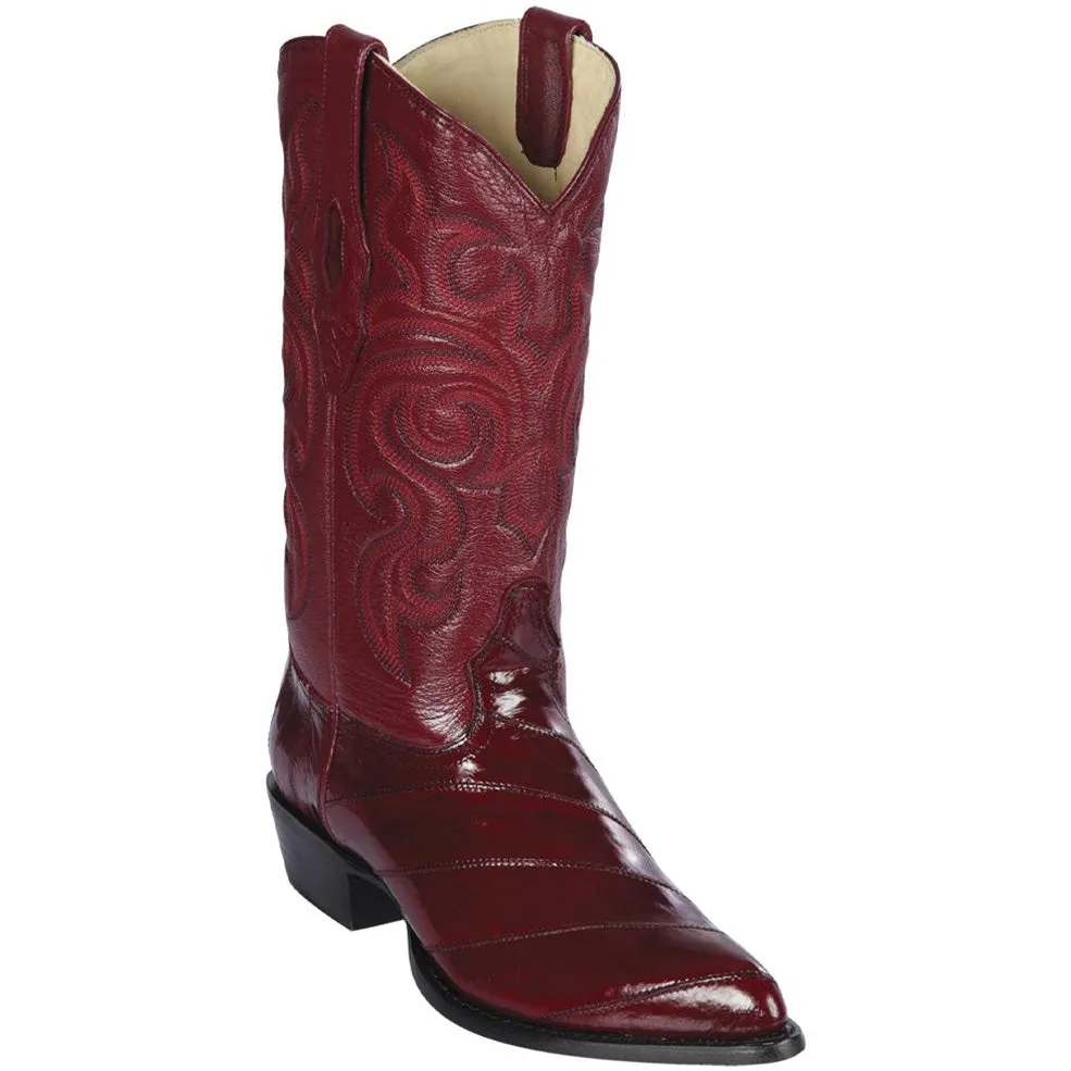 Burgundy Eel Cowboy Boots J-Toe