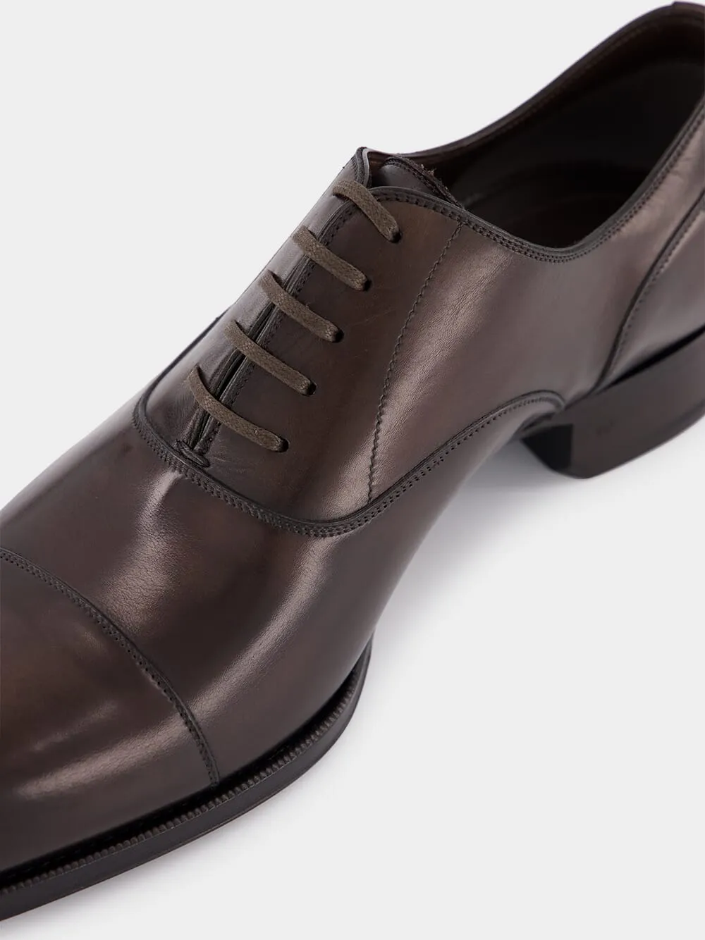 Burnished Leather Lace-Up Shoes